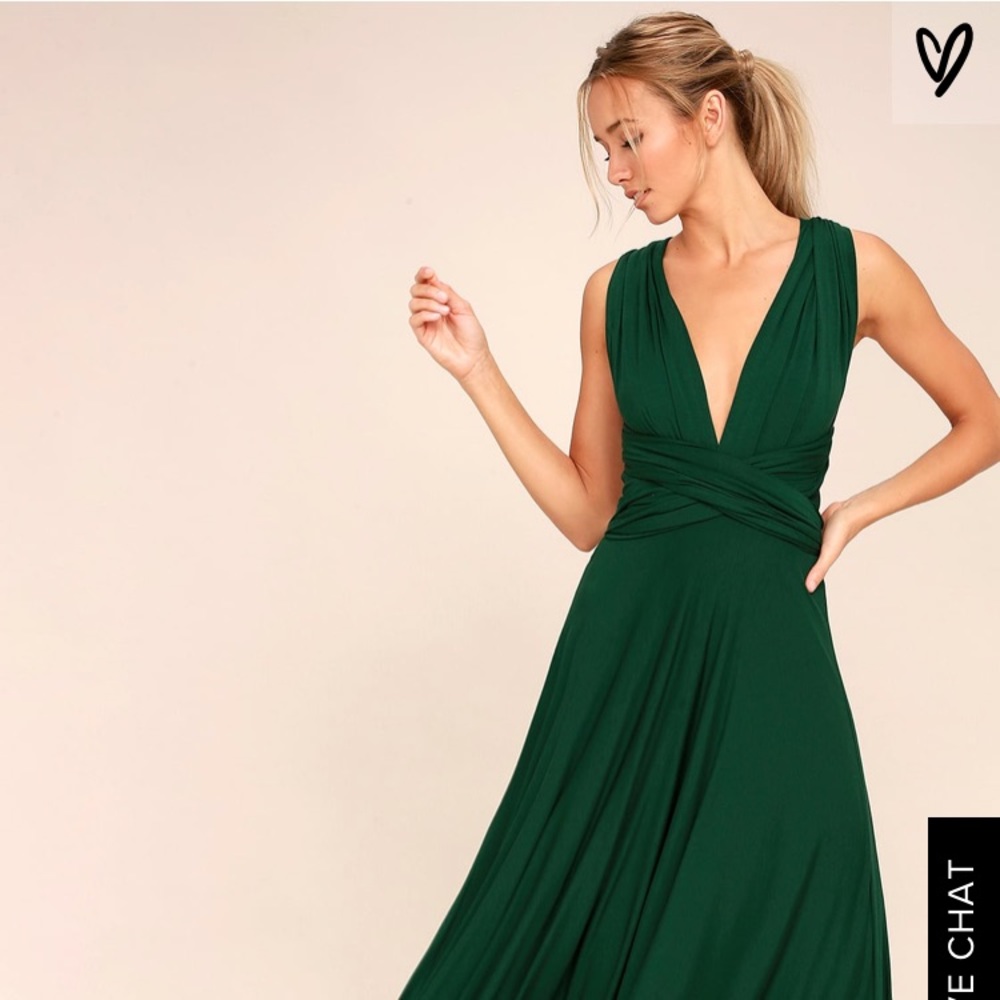 Lulus’s Tricks of the Trade Forest Green dress